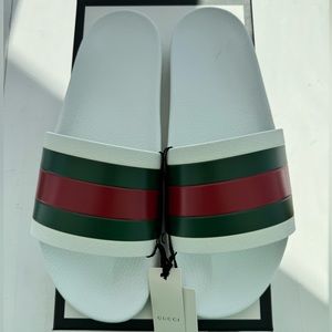 Gucci Men's Signature Stripe Slide Sandals Size 14